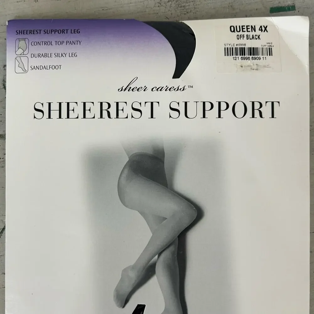 New Vintage JCPenney Sheer Caress Sheer support pantyhose 90s Y2K off black 4X